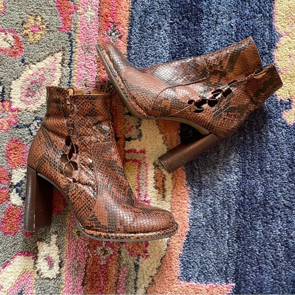 Free People Snakeskin Marietta 4” Heeled Boot Cutout - Picture 6 of 9